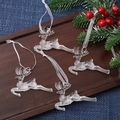 Set of four clear acrylic leaping reindeer ornaments with elegant translucent hanging strings - 3D Deer 7.5CM (Set of 4)