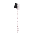 Double-sided eyebrow brush and lash comb with clear plastic handle and red glitter - 3-Head Glitter Blue Brow Brush