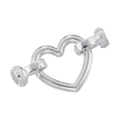 Close-up of heart-shaped nail design jewelry clasp in polished silver finish - VK233 White Gold - Heart Nail