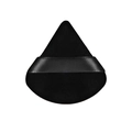 Ergonomic black triangular flocked powder puff with silk finger strap for precise makeup setting - Standard Size / Black