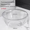 Set of 2 transparent white thick PET plastic washbasins for multi-purpose home bathroom use - Medium Transparent White [2 Pack] Thickened