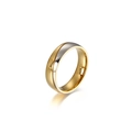 Anello 6mm bicolore in acciaio inossidabile oro e argento con design curvo - US 10 / Stile Bicolore Oro e Argento Uomo KR86987-K