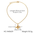 Vista dettagliata della collana croce in acciaio oro 18k con dimensioni e informazioni peso - Catena Torta Croce con Pietra Principale (HC-N40659)