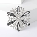 Exquisite snowflake brooch with dark grey teardrop crystals and sparkling rhinestones - Black (Silver Base Grey-Black Crystal)
