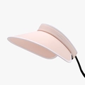 Stylish foldable women's wide brim pink sun visor hat with UV protection and white trim - Adjustable / 23H042 Style (Normal Windproof Rope) / Pink