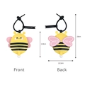 Cartoon bee animal keychain in yellow and black PU leather with pink wings and hang rope - Bee