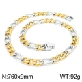 Chaîne Figaro bicolore or et argent 760x9mm avec fermoir robuste pour hommes - Collier Figaro Bicolore 3:1 (KN225224-Z)