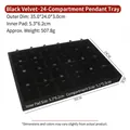 Black velvet 24-compartment jewelry display tray for pendants, 35x24x3cm sized organizer - Large 24-Slot Pendant Tray