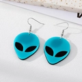 Blue alien acrylic earrings with silver hooks on a textured white surface - Blue (Silver Hook)