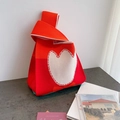 Chic knit knot bag featuring red and orange color-blocking with tulip pattern - Orange-red Tulips