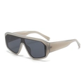 Fashionable oversized one-piece sunglasses with translucent grey frames and dark lenses - Light Grey Frame Grey Lens