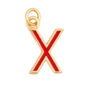 Golden pendant featuring a red enamel letter X design with a polished metallic finish - Red-Letter X
