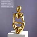 Modern abstract thinker sculpture in gold resin, 12.5cm height for office decor - Gold Left Revery