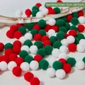 Christmas DIY kit with 100 pieces of 2cm red, white, and green soft plush pom poms - Red White Green (2cm, 100pcs/pack)
