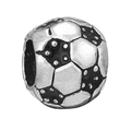Soccer ball charm bead in antique silver and black finish for DIY bracelets - Football