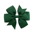 Detailed view of forest green ribbed polyester ribbon layers on a kids bow clip - Dark Green (39)