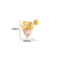 Pendiente de koala dorado con gema de corazón rosa y alas, tamaño 0,86cm por 0,69cm - Estilo Oso con Corazón (2#) / Amarillo Dorado