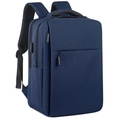 Business laptop backpack in navy blue with USB charging port and breathable straps - Blue
