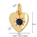 Golden heart pendant with deep blue round gemstone and starburst prong setting detail - Blue-Star Heart
