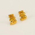 Polished 18K gold plated stainless steel letter Z stud earring with 3D bubble design - Letter Z