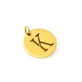 Polished gold circular stainless steel pendant featuring a hollow Letter K design - Letter K (K-Pendant)