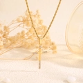 Elegant gold stainless steel twist chain necklace featuring a crystal cross pendant - Style 11-Bright Gold Minimalist