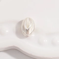 Handcrafted S925 sterling silver pumpkin bead with V-shaped engraving for DIY jewelry - Large 5.5*8mm / Silver