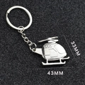 Detailed size view of silver helicopter keychain showing 43MM length and 33MM height - GX-227 Helicopter