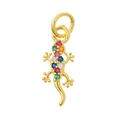 Golden gecko pendant featuring colorful inlaid gemstones for DIY jewelry making - Colorful Zircon Gecko