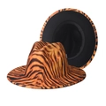 Cappello fedora a tesa larga con stampa tigrata arancione e nera e fodera interna nera - M (56-58cm) / Stampa Tigrata (Interno Nero)