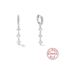 Elegante S925 Sterling Silber Quastenohrringe mit geometrischen funkelnden Zirkoniasteinen - 925er Silber / Weißgold