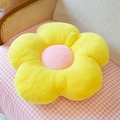 Yellow flower plush seat cushion with pink center on soft plaid fabric - 35*35cm / Bright Yellow