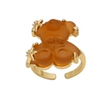 Adjustable gold-plated bear ring featuring a brown matte bear with a small star detail - Brown