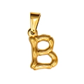 Ciondolo lettera B in acciaio inossidabile placcato oro 18K con texture a bambù - Lettera B