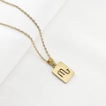 Golden Scorpio zodiac necklace with square hollow design and fine chain link - Scorpio
