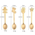 Gedetailleerde maattabel voor gouden kerstlepels met peperkoek en sneeuwpop toppers - 4-delige Set PVC Tas / Goud