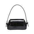 Chic black patent leather mini crossbody bag with glossy finish and gold metal hardware - Black