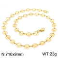 710mm gold stainless steel coin link chain necklace with star texture and lobster clasp - 71CM / Gold Necklace (KN228585-Z)