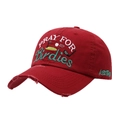 Cappellino da golf rosso scuro slavato con ricamo Birdies e stile vintage usurato - Regolabile / Borgogna