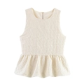 Ärmelloses Damen-Schößchen-Top in Altweiß mit strukturiertem Jacquard-Stoff und Reißverschluss - XS / Ärmelloses Schößchen-Top