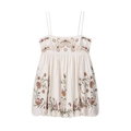 Boho off-white embroidered mini dress with colorful floral patterns on white background - XS / Off White