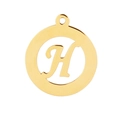Golden stainless steel round pendant featuring a hollow minimalist letter H design - Letter H