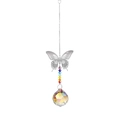 Silver butterfly crystal suncatcher with colorful beads and faceted prism ball - 30mm Crystal Ball Pendant-Butterfly