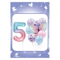 Pastel butterfly and gradient number 5 balloon set for girl birthday party decor - Number 5 Style