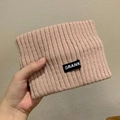 Pink rib-knit winter beanies with soft plush bear ears and Grank woven brand label - Knitted Headband - Pink