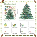 Detaillierte Größentabelle für 58-teilige Weihnachtsbaum Wandtattoo mit Maßeinheiten - Aquarell Weihnachtsbaum und Geschenke Set / 90*35cm*2 Blätter