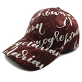 Detailed view of burgundy jacquard baseball cap featuring white cursive embroidery - M (56-58cm) / Wine Red