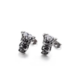 Orecchini teschio gotico con corona e grande cristallo in acciaio inossidabile vintage - Zirconia Bianca (KE71202)