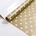 Minimalist gold wrapping paper roll with white polka dots for festive gift packaging - Gold with White Dots / 43cm*3m