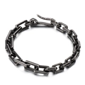 Retro geometric silver chain bracelet with industrial rectangle links and S-hook clasp - Antique Black (KB156607-KLHQ)